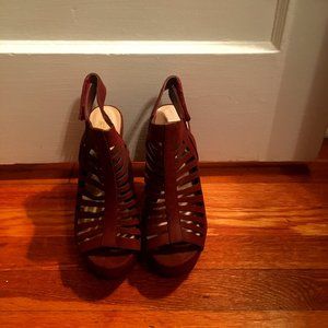 maroon heeled sandal